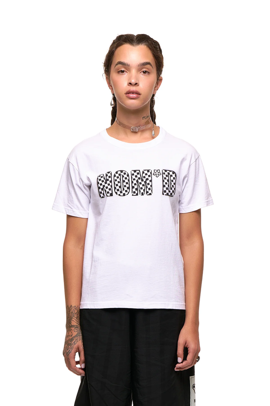 NOM*d Checkerboard Tee - White with Black Stencil
