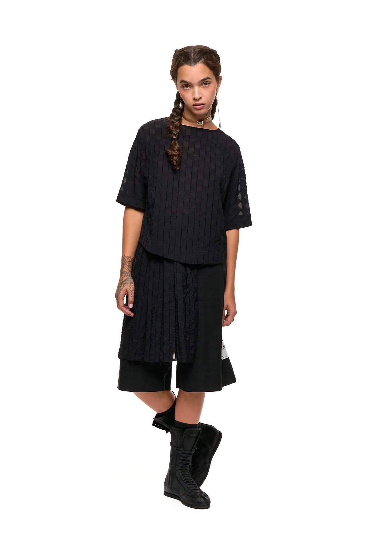 NOM*d Demi Pleat - Black Checkerboard