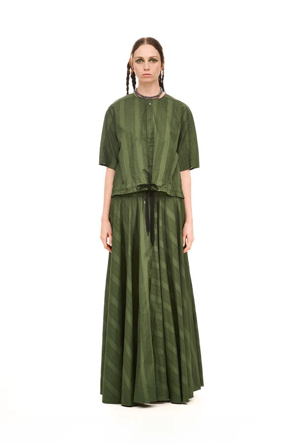 NOM*d Grid Blouson - Green Olive