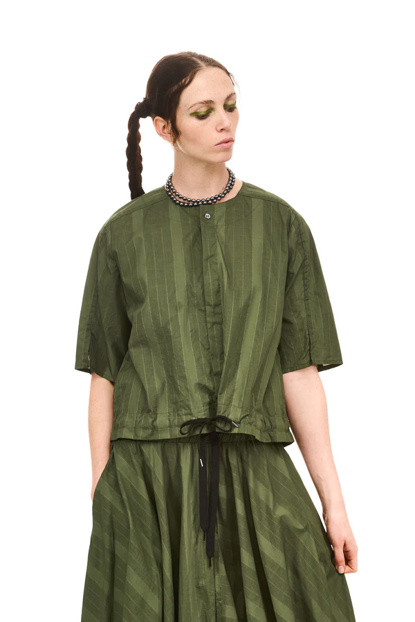 NOM*d Grid Blouson - Green Olive