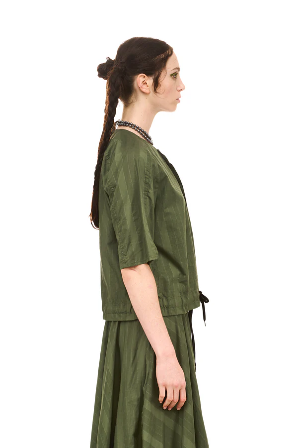 NOM*d Grid Blouson - Green Olive