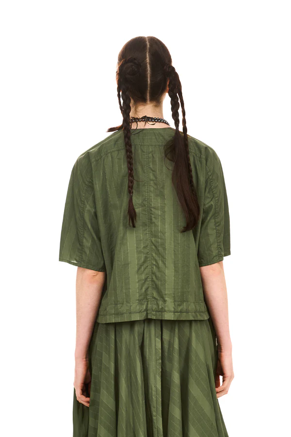 NOM*d Grid Blouson - Green Olive