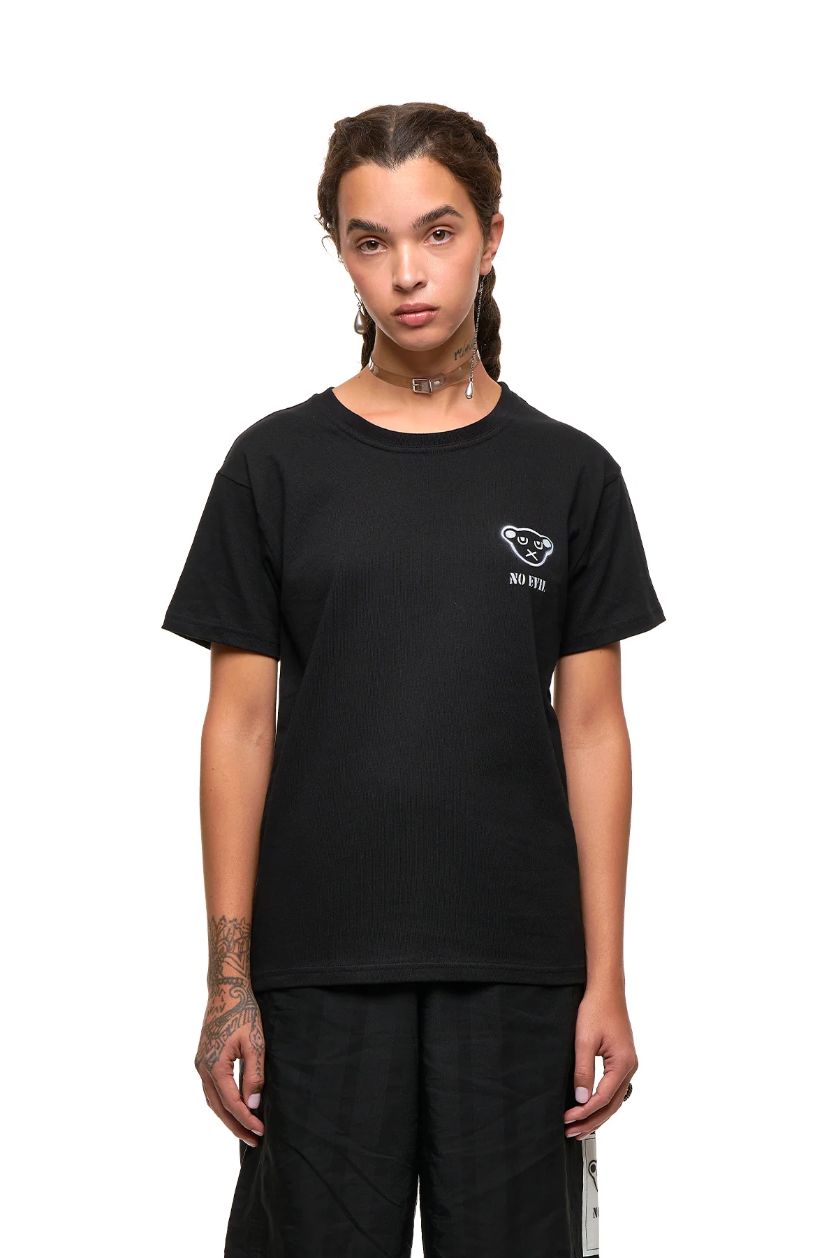 NOM*d No Evil Tee - Black with White Stencil