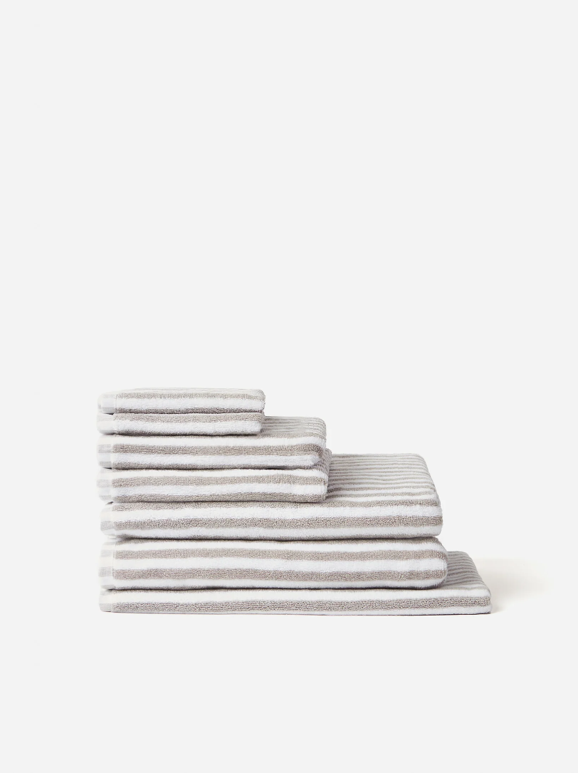 Citta Wide Stripe Cotton Bath Towel Range - Grey/White