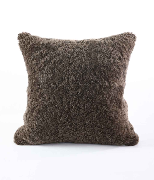 MM Linen NZ Short Wool Sheepskin Cushion - Mushroom