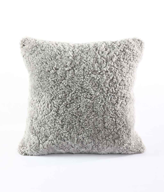 MM Linen NZ Short Wool Sheepskin Cushion - Pebble