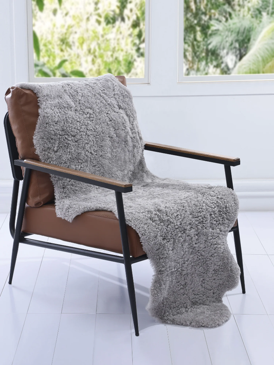 MM Linen NZ Short Wool Sheepskin Rug - Pebble