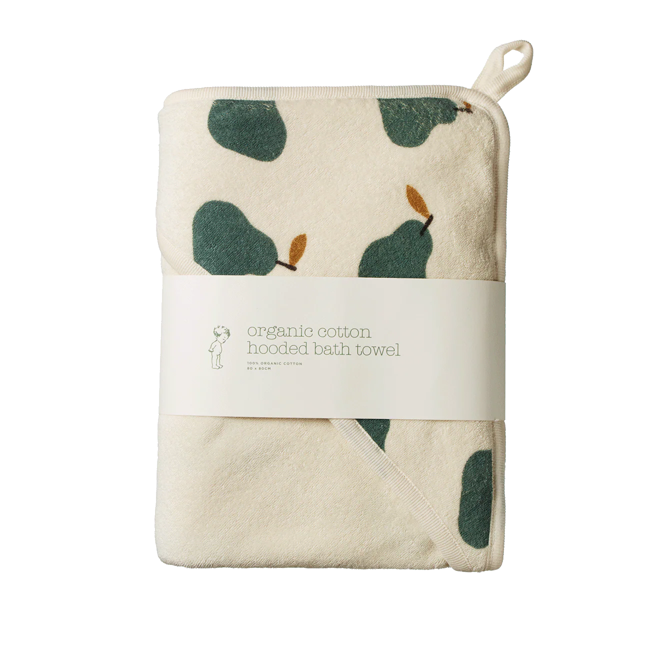 Nature Baby Organic Cotton Hooded Towel - Pear Print