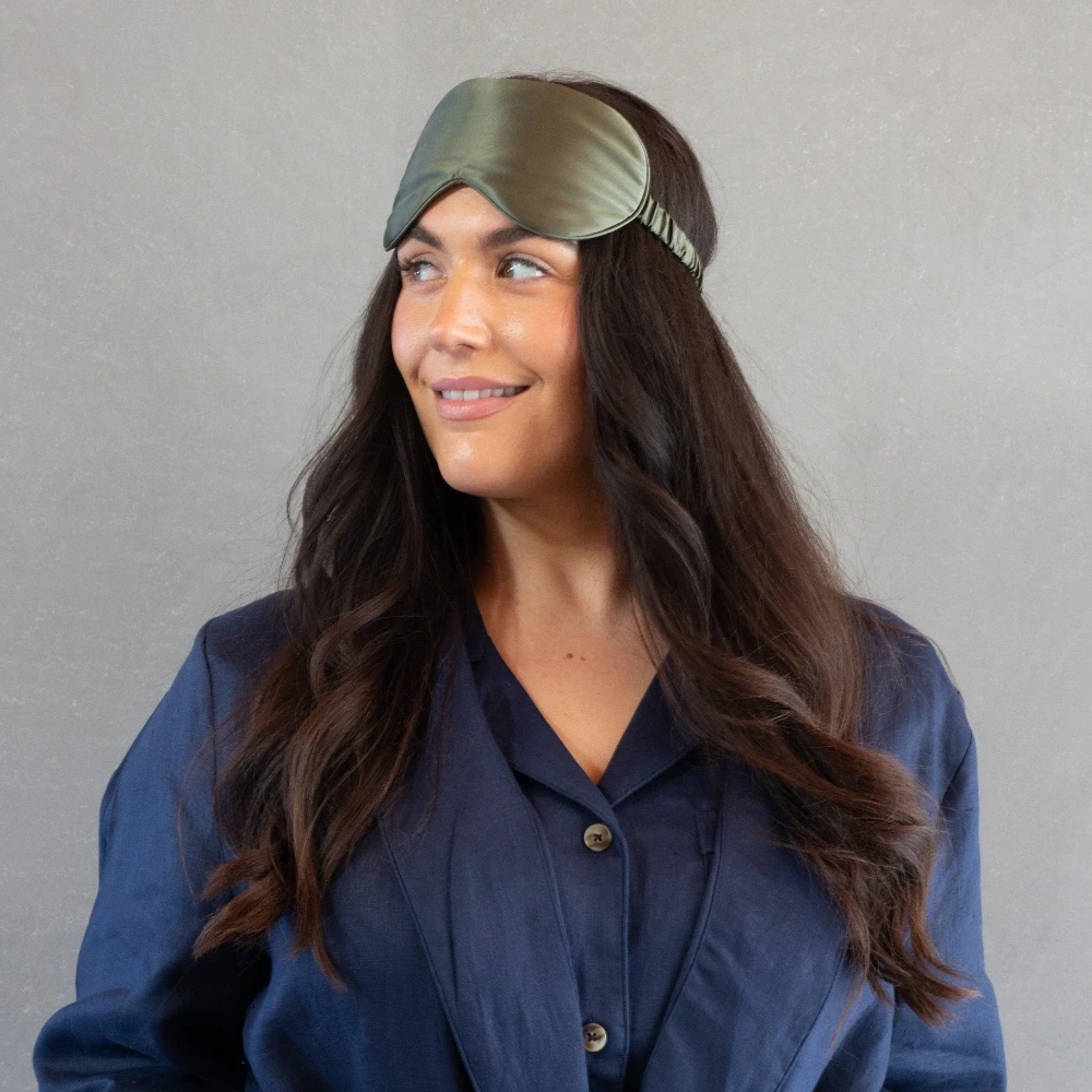 MM Linen Silk Eye Mask - Olive