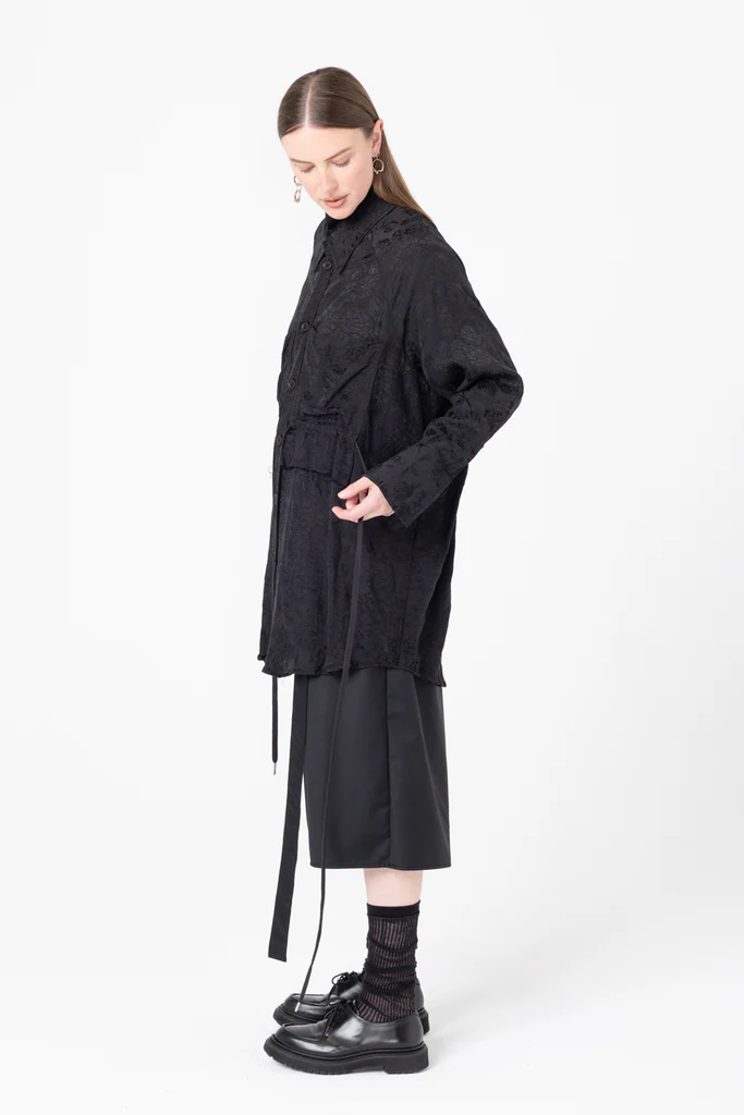 Company of Strangers Facts Shirtdress - Black Jaquard