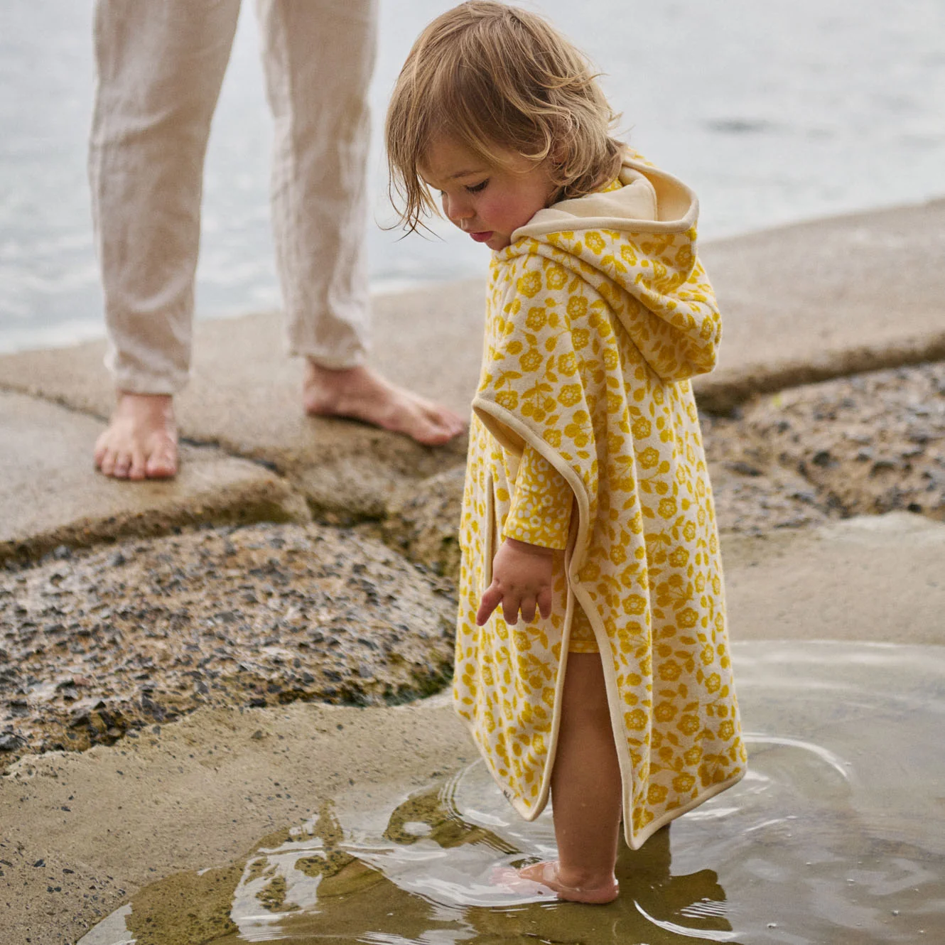 Nature Baby Organic Cotton Poncho Towel - Kitchen Garden Freesia Print