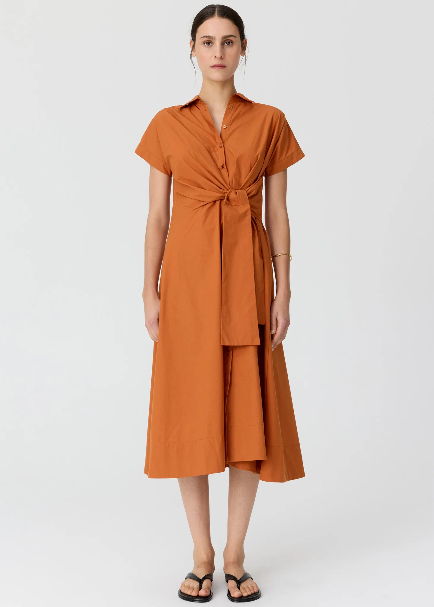 POL Elina Wrap Shirt Dress - Amber