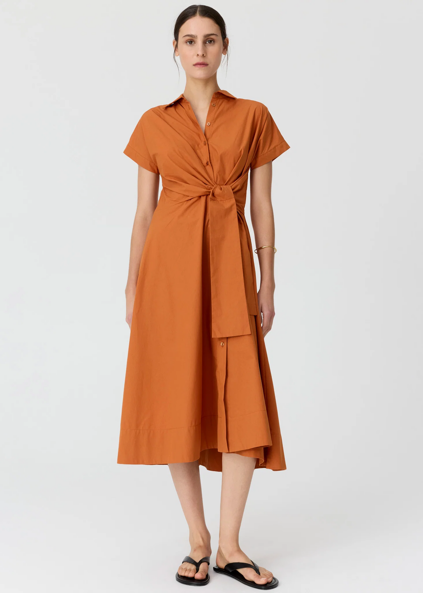 POL Elina Wrap Shirt Dress - Amber
