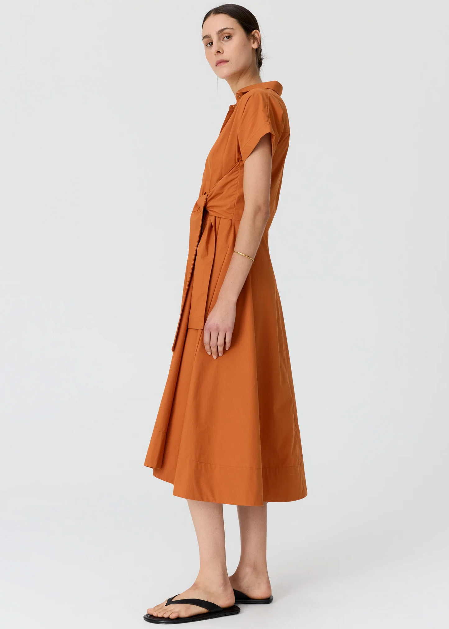 POL Elina Wrap Shirt Dress - Amber