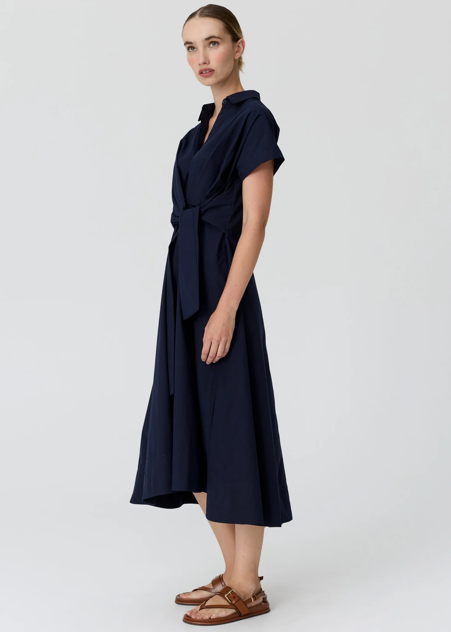POL Elina Wrap Shirt Dress - Ink