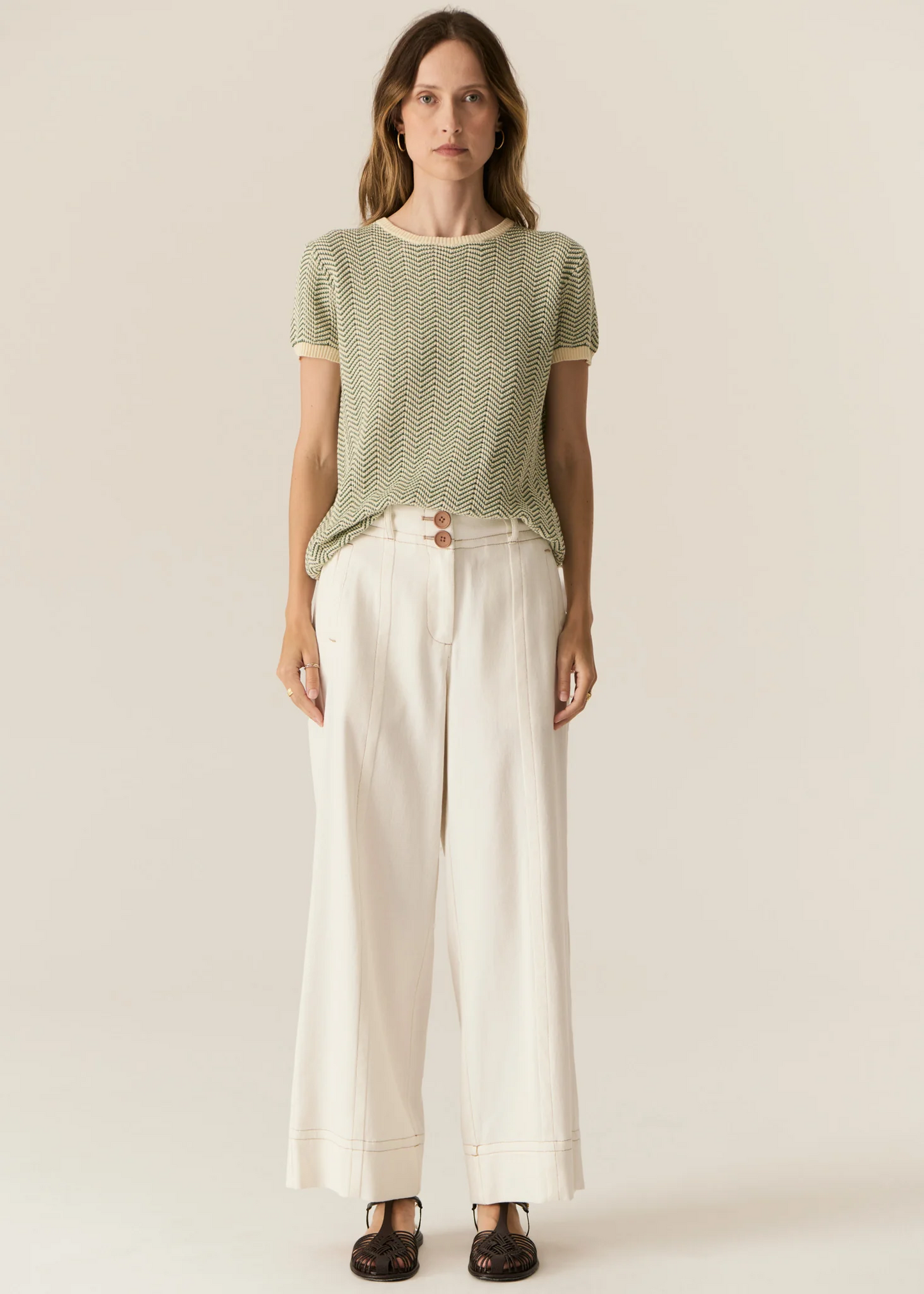 POL Jules Tee - Green/Ivory