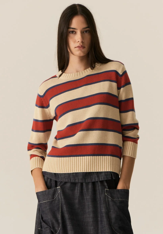 POL Jules Stripe Knit - Pebble/Red