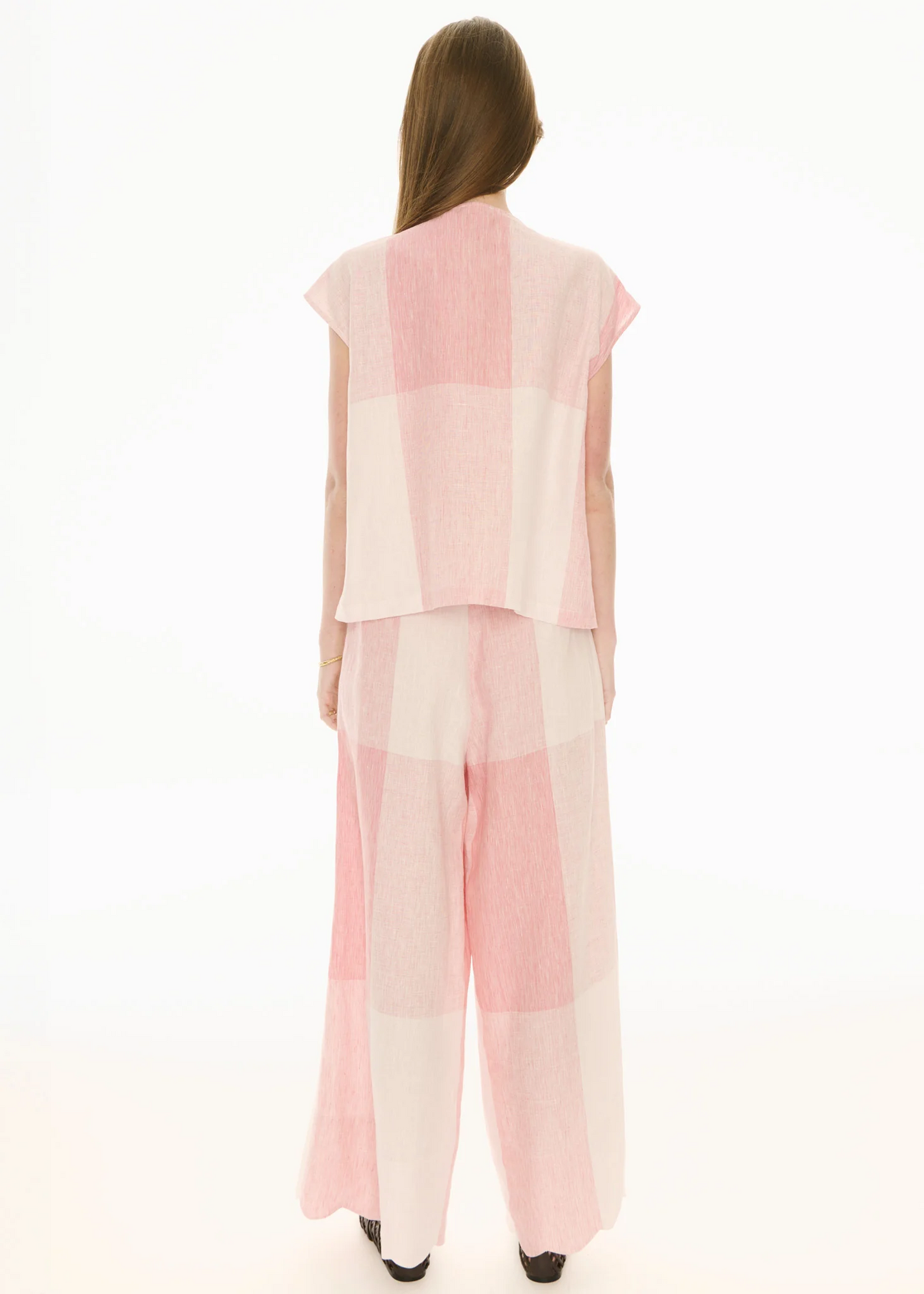 POL Safria Gingham Scallop Top - Pink/Red Gingham