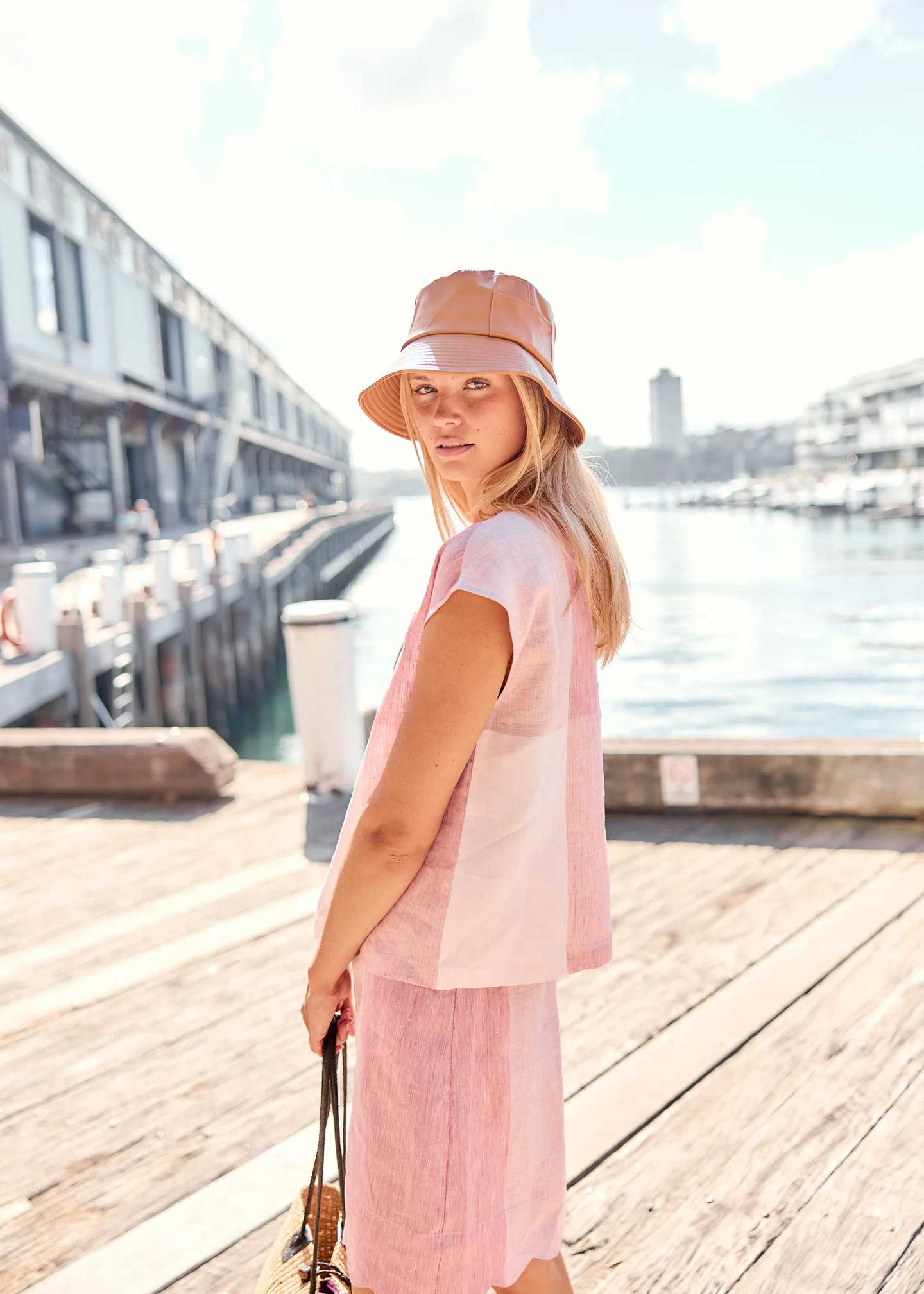 POL Safria Gingham Scallop Top - Pink/Red Gingham