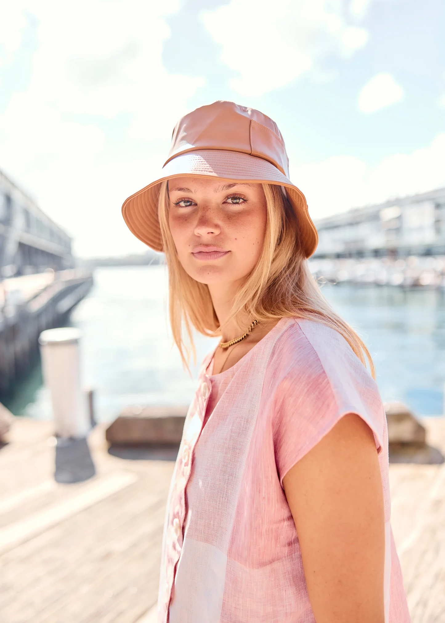 POL Safria Gingham Scallop Top - Pink/Red Gingham