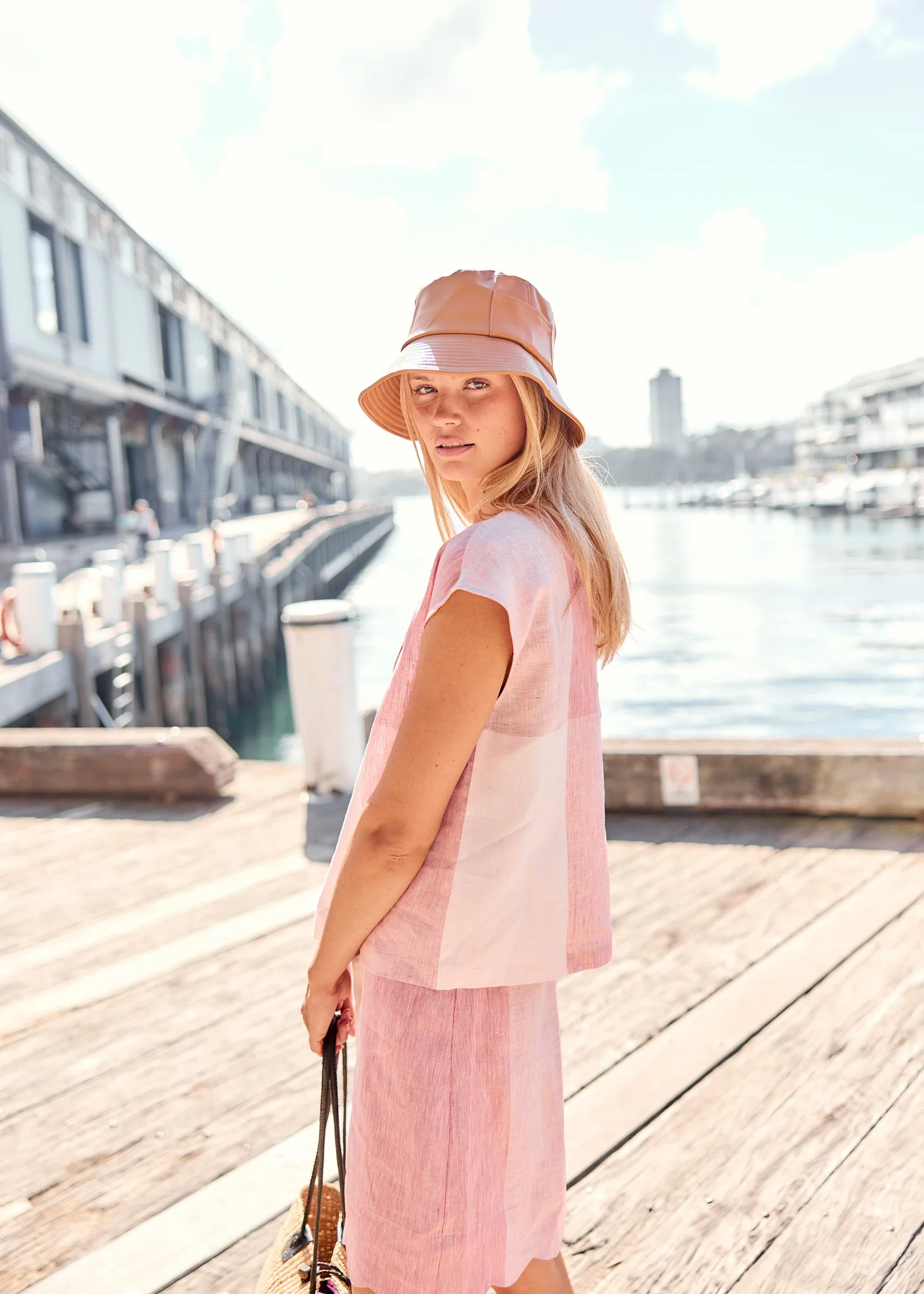 POL Safria Singham Scallop Short - Pink/Red Gingham
