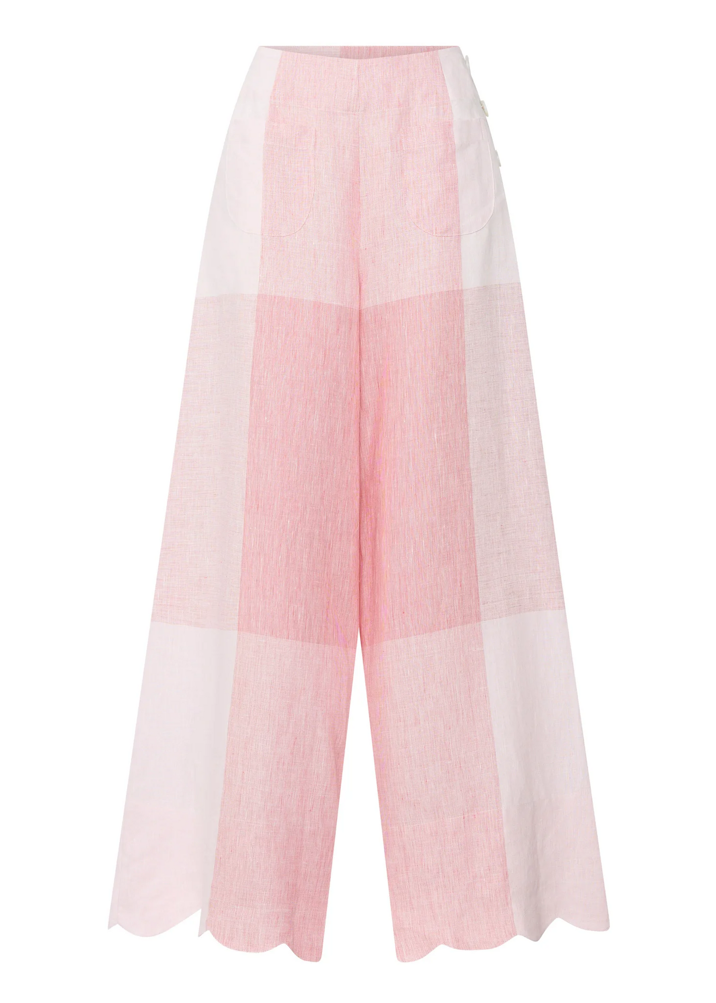 POL Safria Gingham Scallop Pant - Pink/Red Gingham