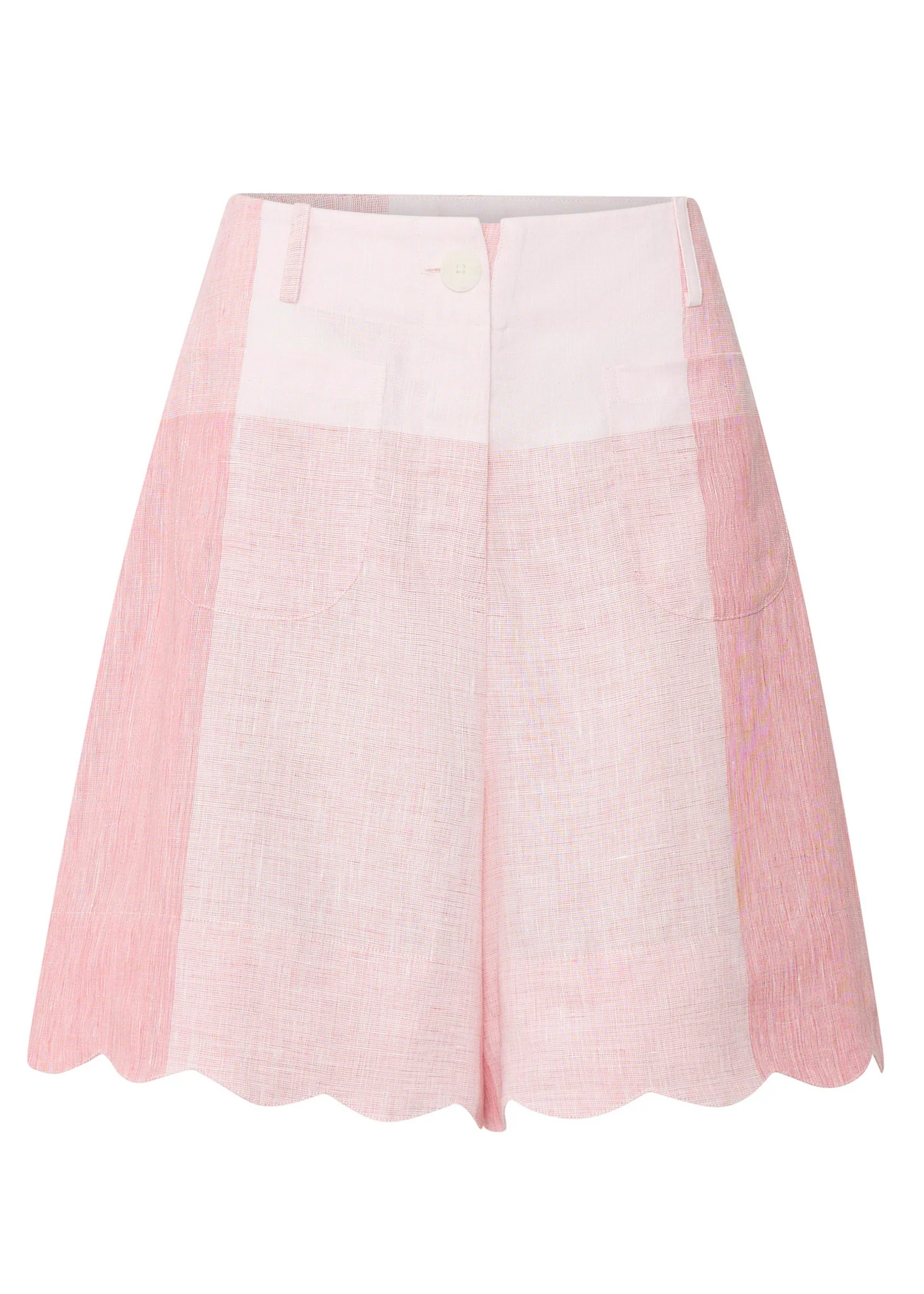 POL Safria Singham Scallop Short - Pink/Red Gingham