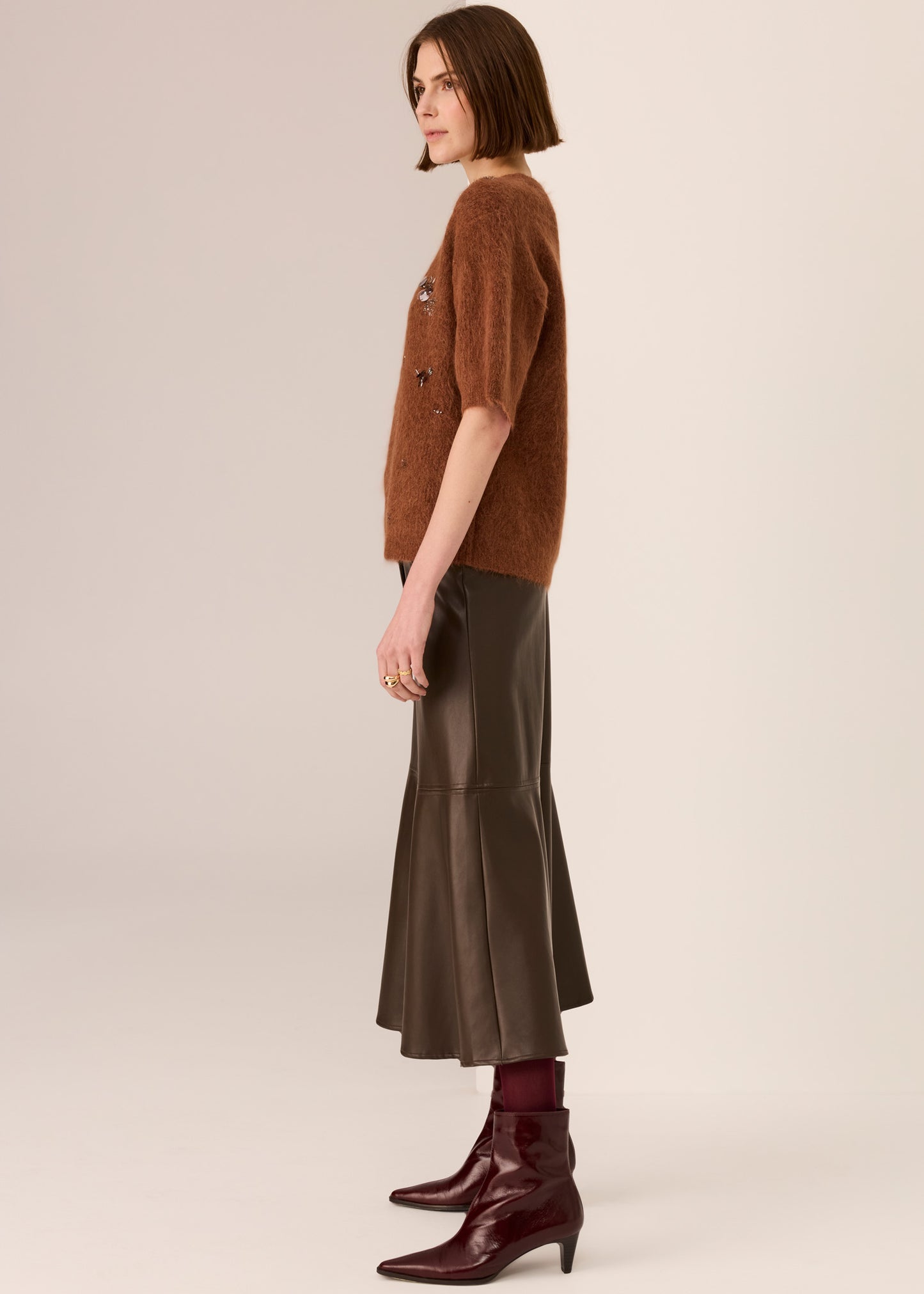POL Haviland Beaded Knit Tee - Toffee