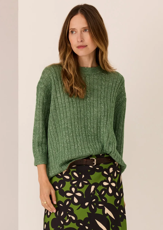 POL Vaun Cable Knit Tee - Green
