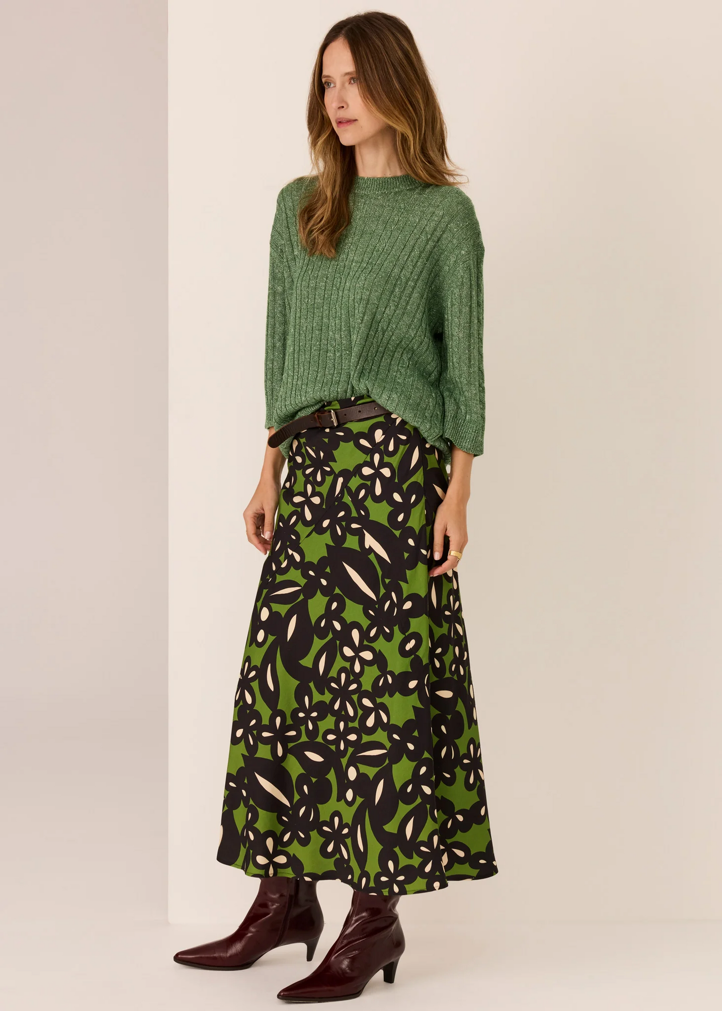 POL Vaun Cable Knit Tee - Green