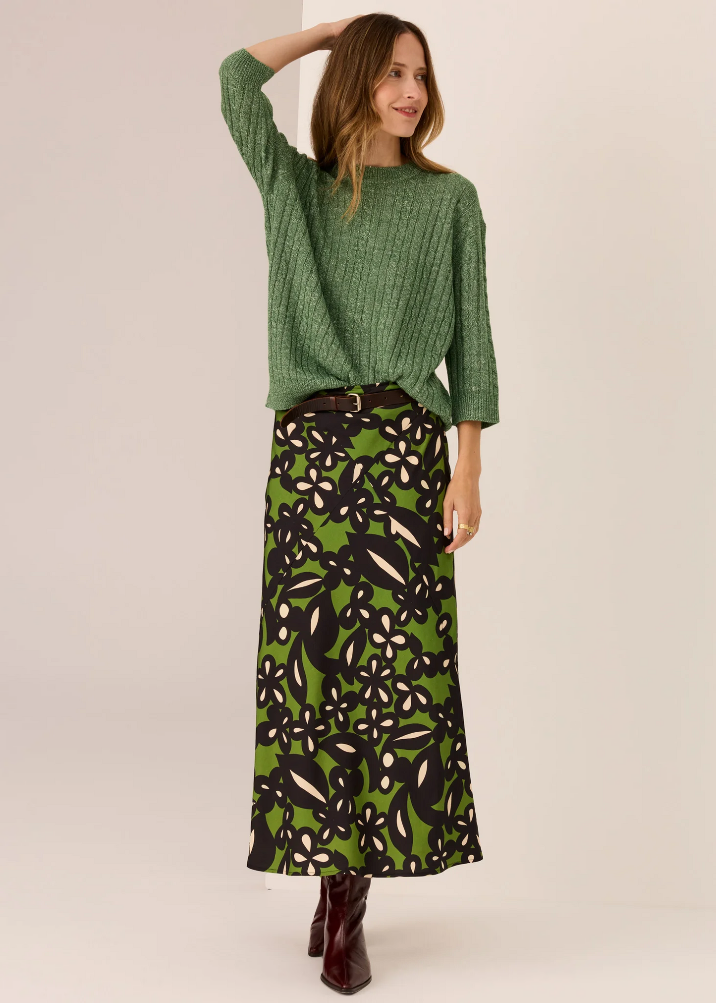 POL Vaun Cable Knit Tee - Green