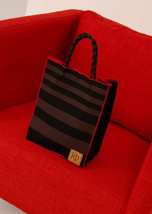 POL Kline Knit Tote - Choc/Black/Red