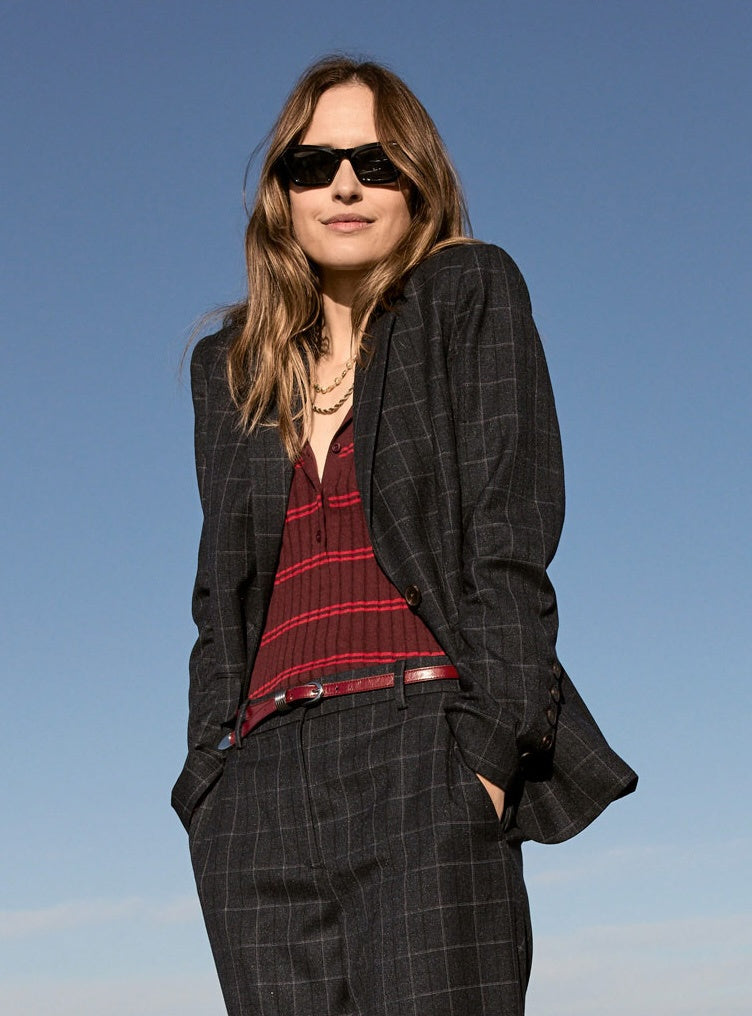 POL Davis Suit Jacket - Ink Check