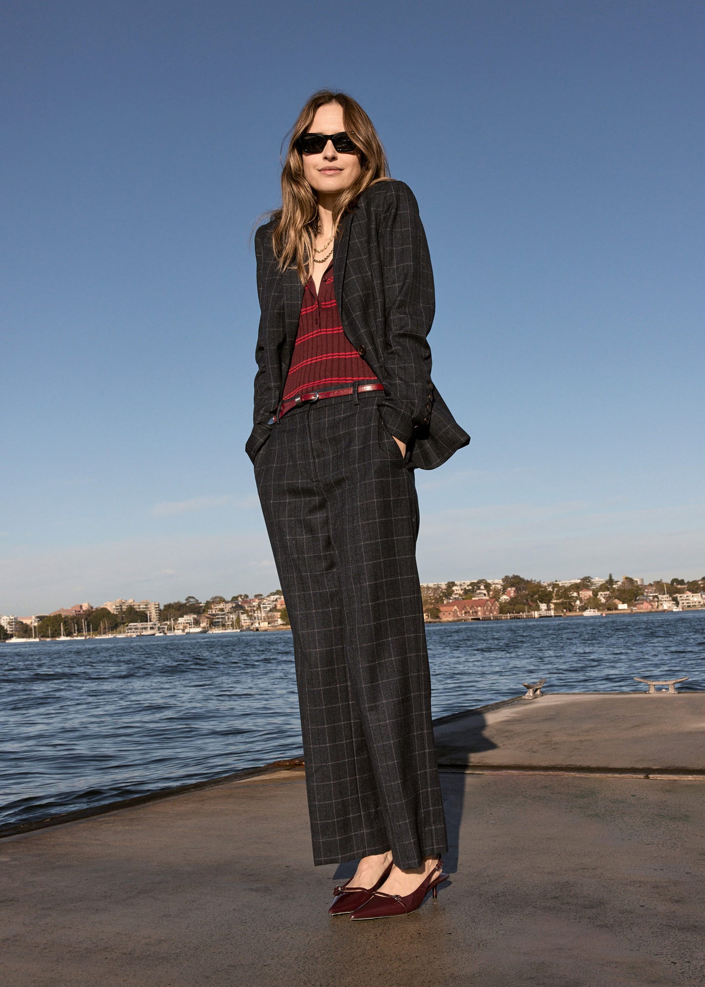 POL Davis Suit Jacket - Ink Check