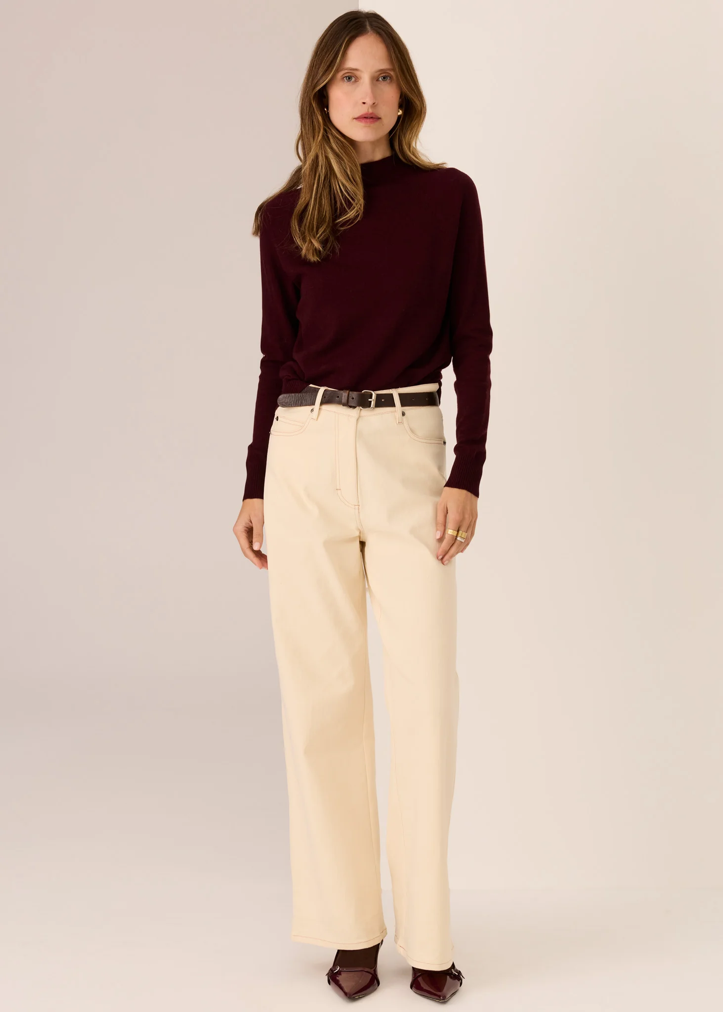 POL Lana Wide Leg Jean - Ivory