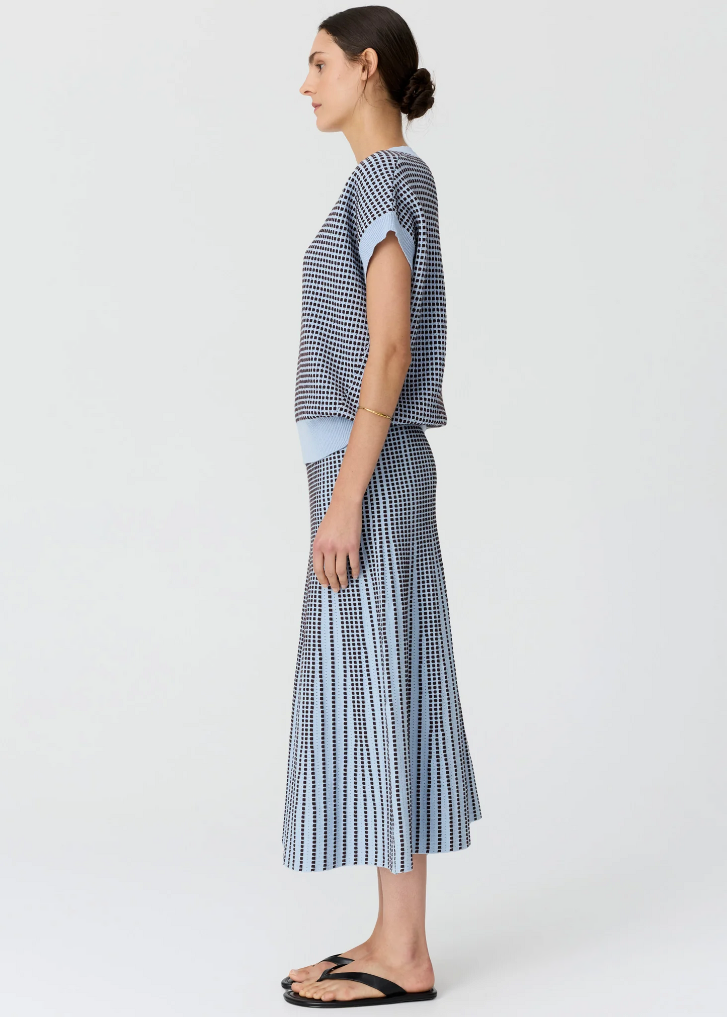 POL Evlyn Knit Top - Blue/Choc