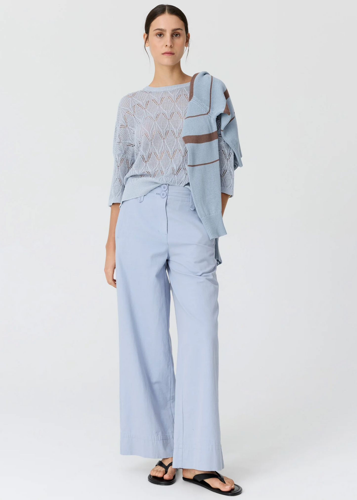 POL Rosin Pointelle Tee - Blue