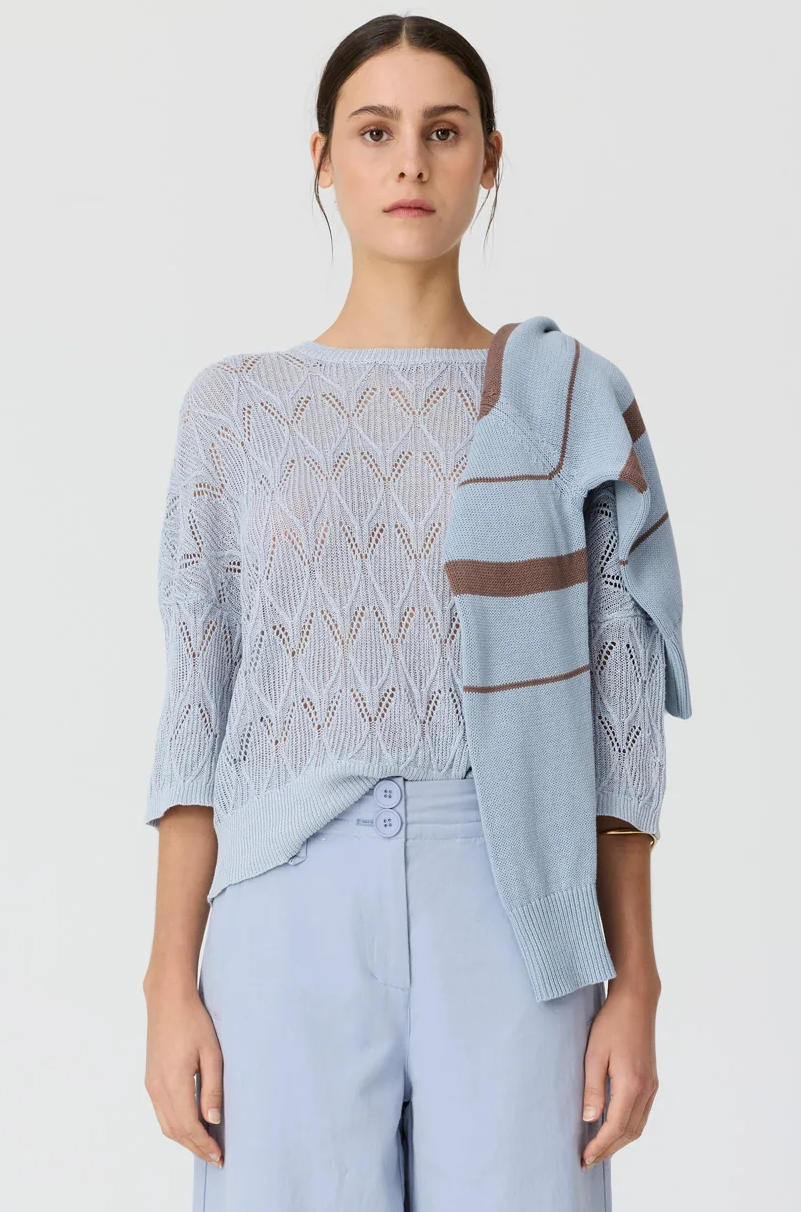POL Rosin Pointelle Tee - Blue