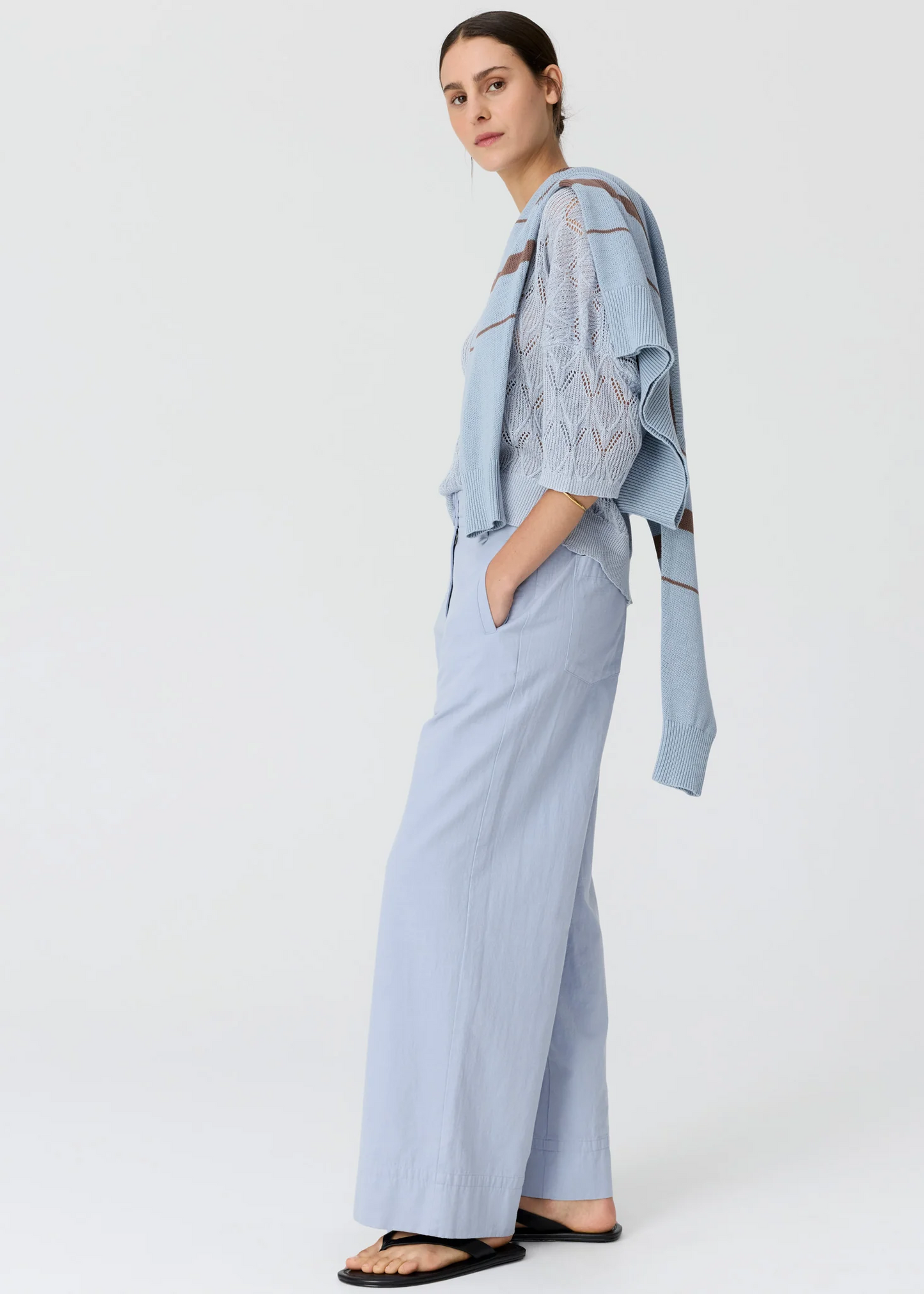 POL Rosin Pointelle Tee - Blue