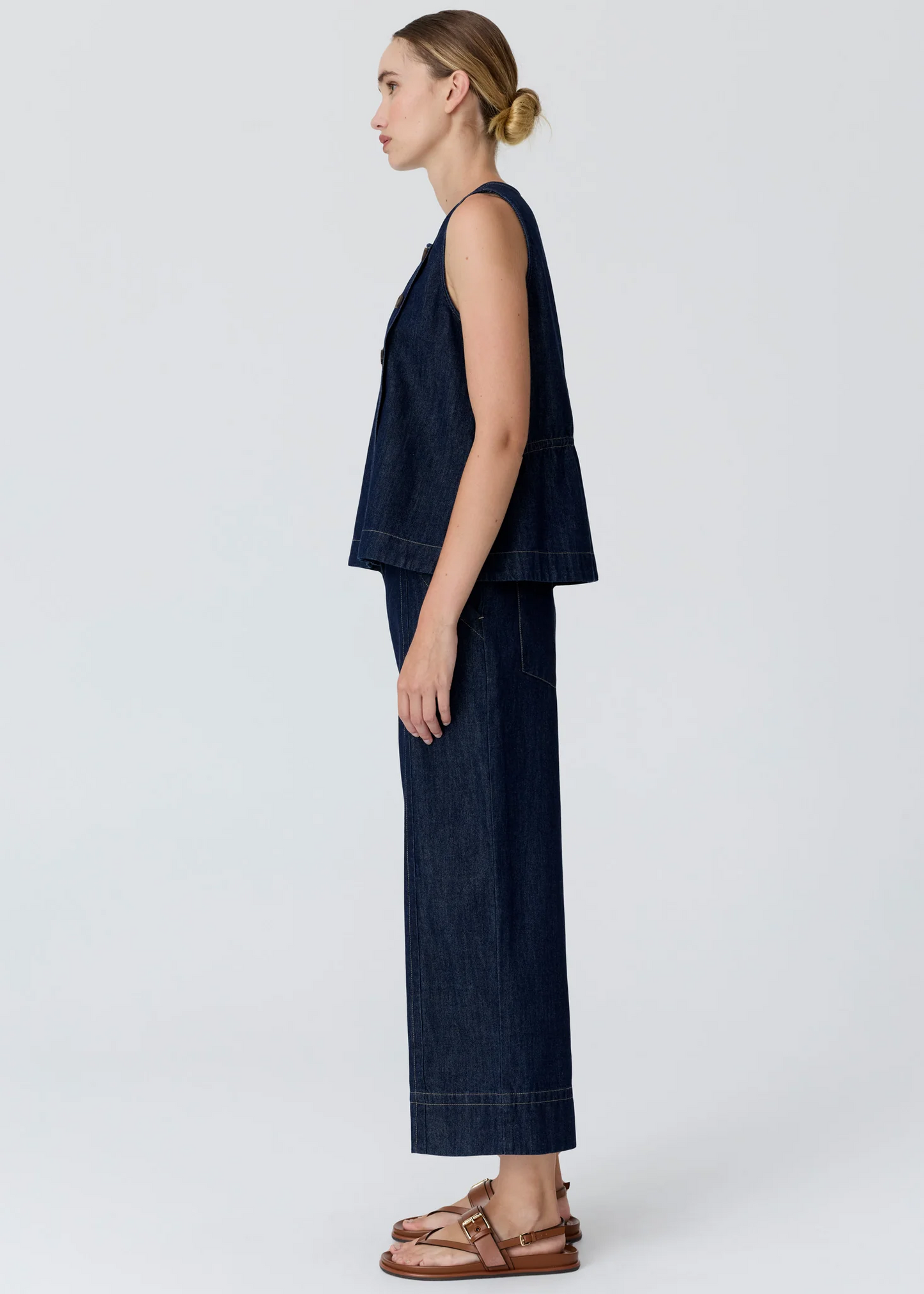 POL Anise Button Tank - Denim