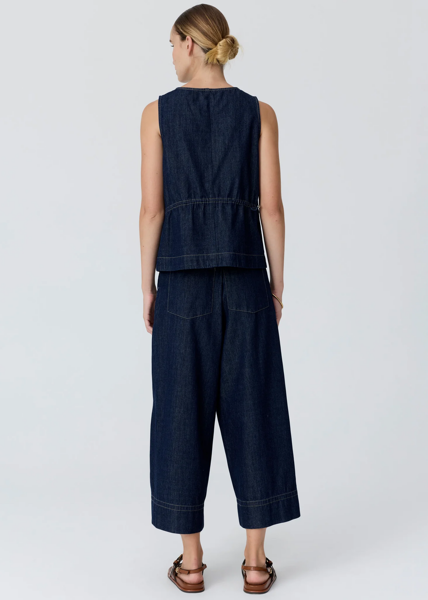 POL Anise Button Tank - Denim