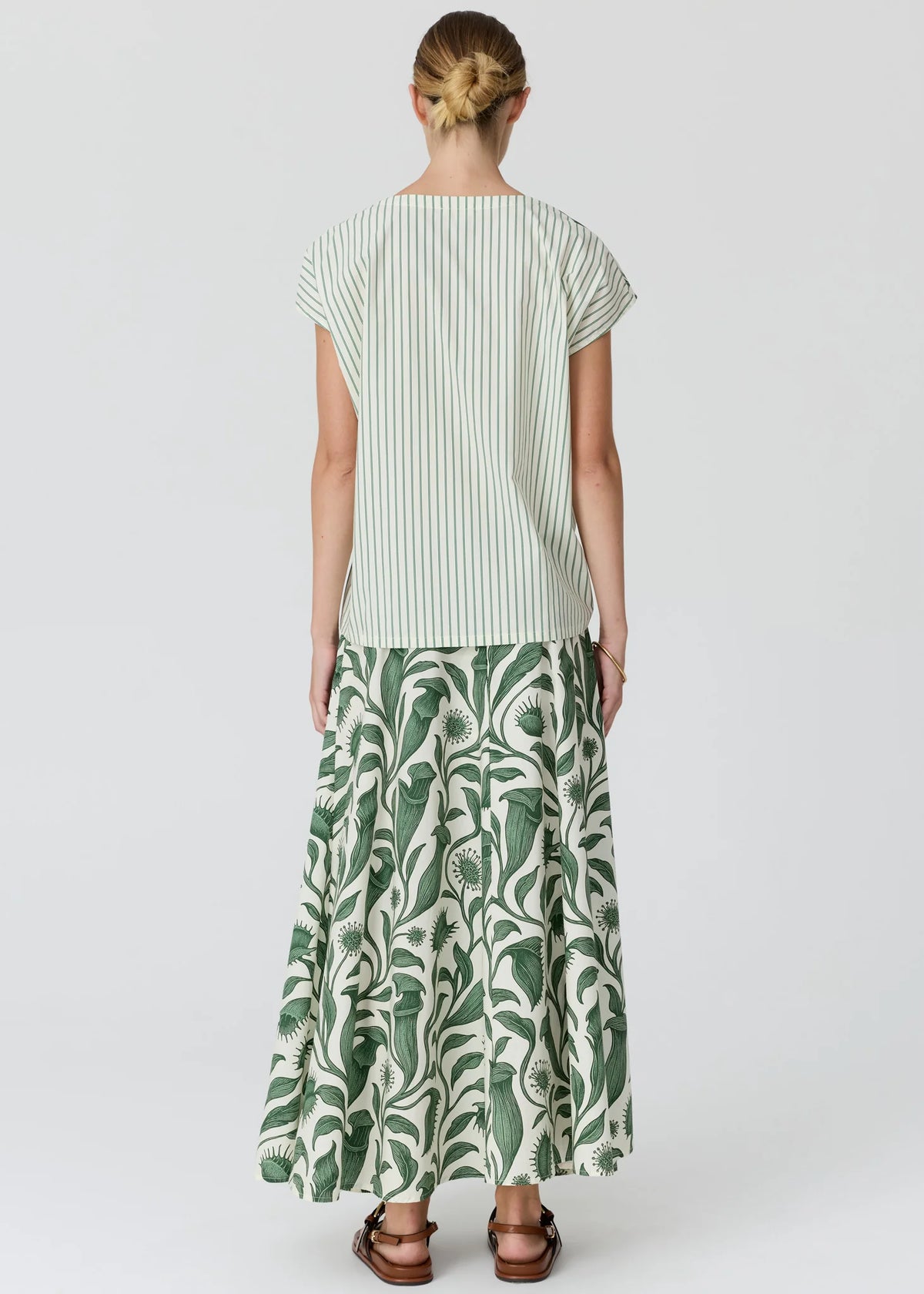 POL Botanica Top with Contrast Back - Botanica Print/Stripe