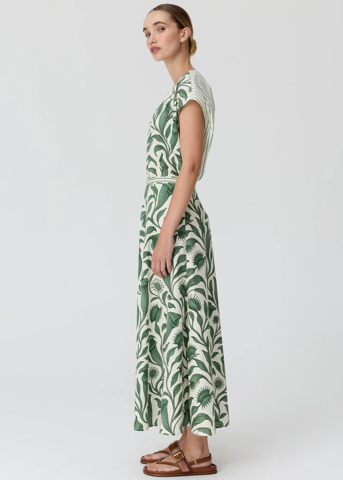 POL Botanica Top with Contrast Back - Botanica Print/Stripe
