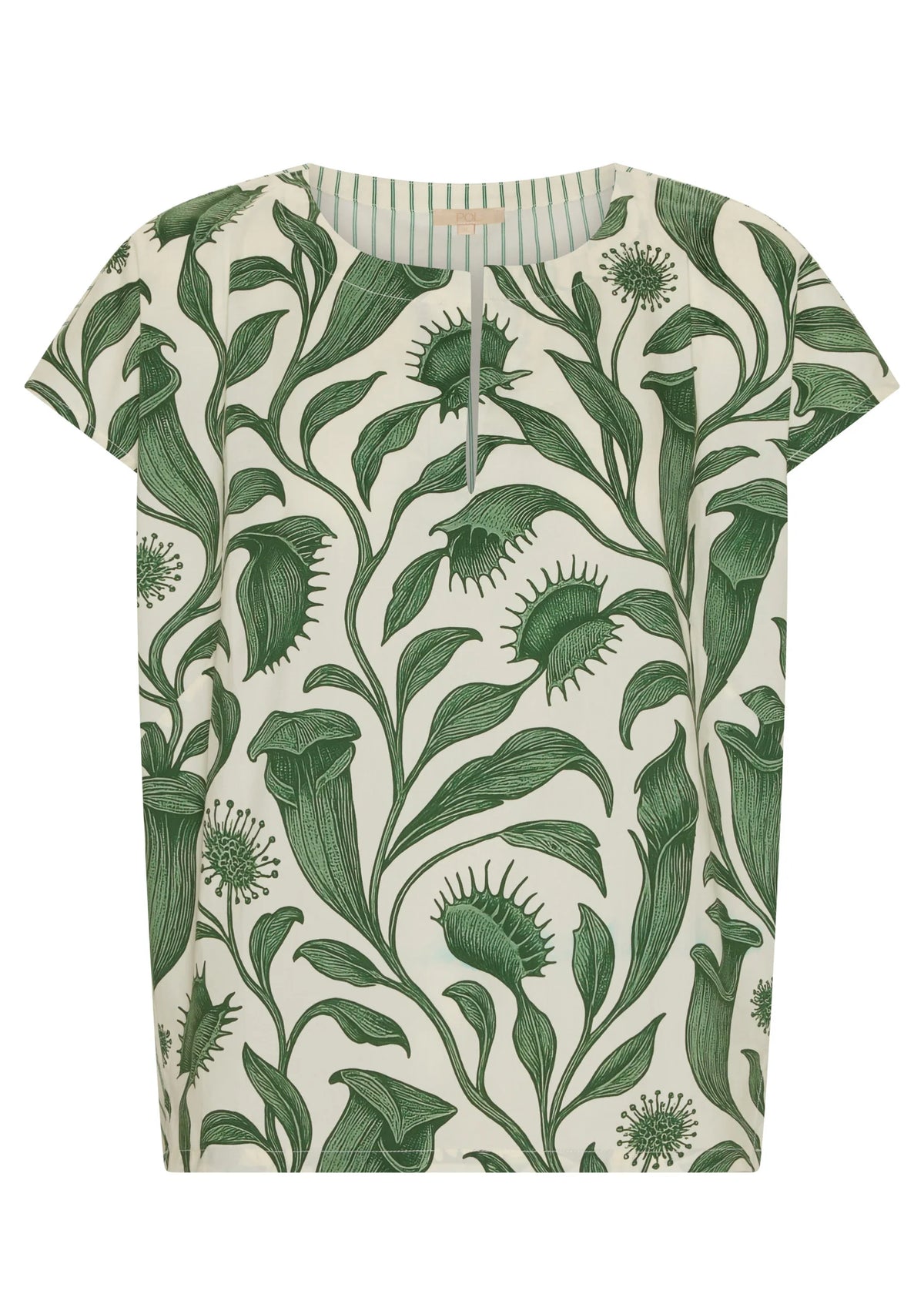 POL Botanica Top with Contrast Back - Botanica Print/Stripe