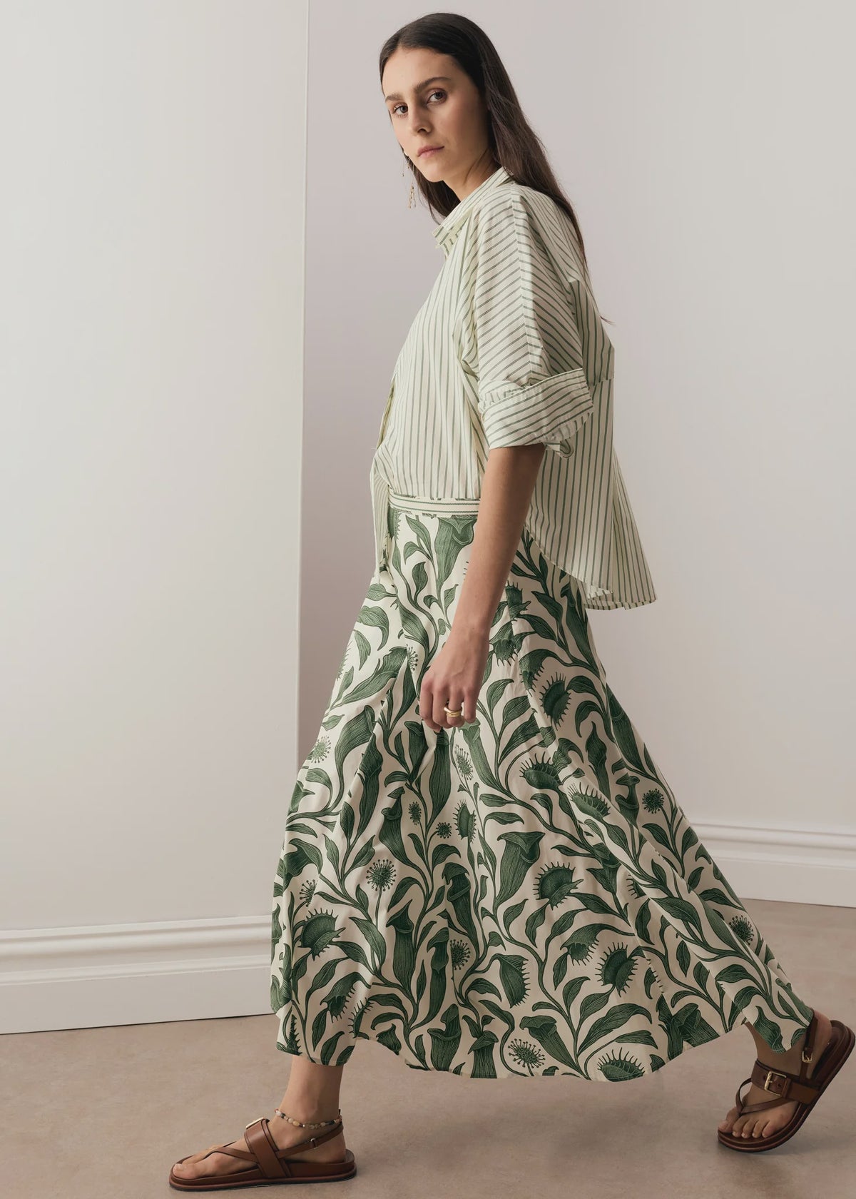 POL Botanica Stripe Shirt - Botanica Print