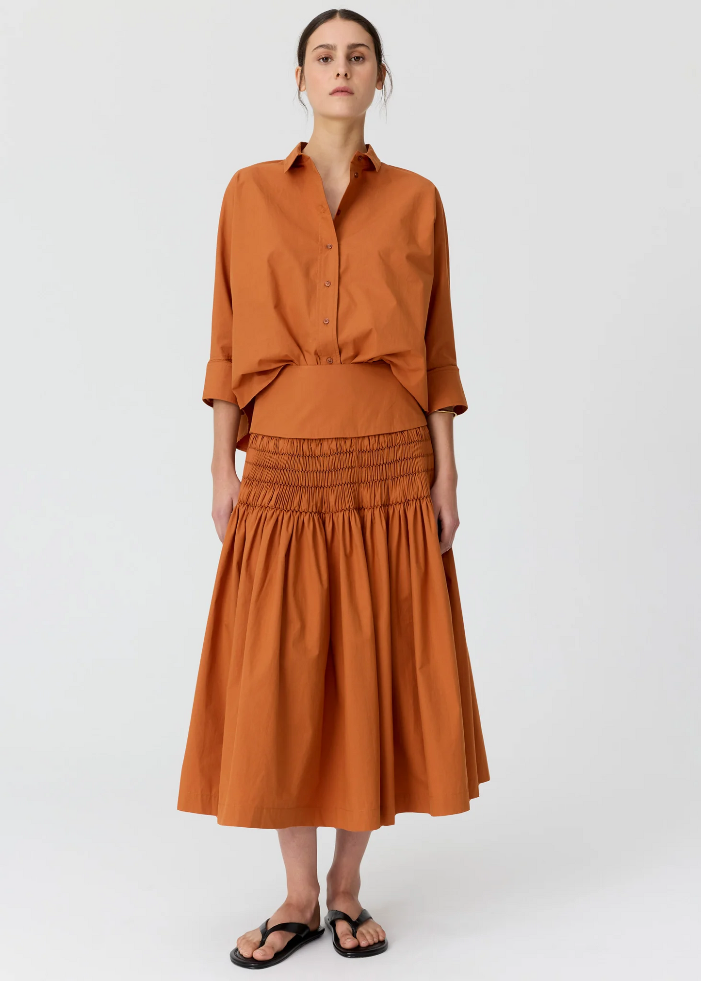 POL Elina Smocked Skirt - Amber