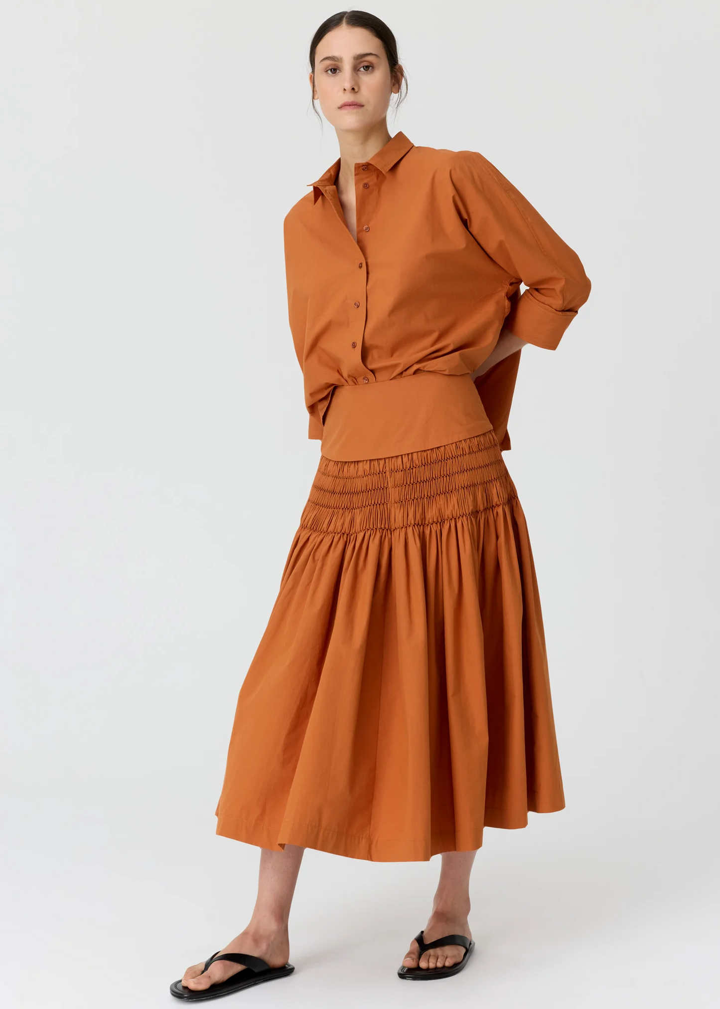 POL Elina Smocked Skirt - Amber
