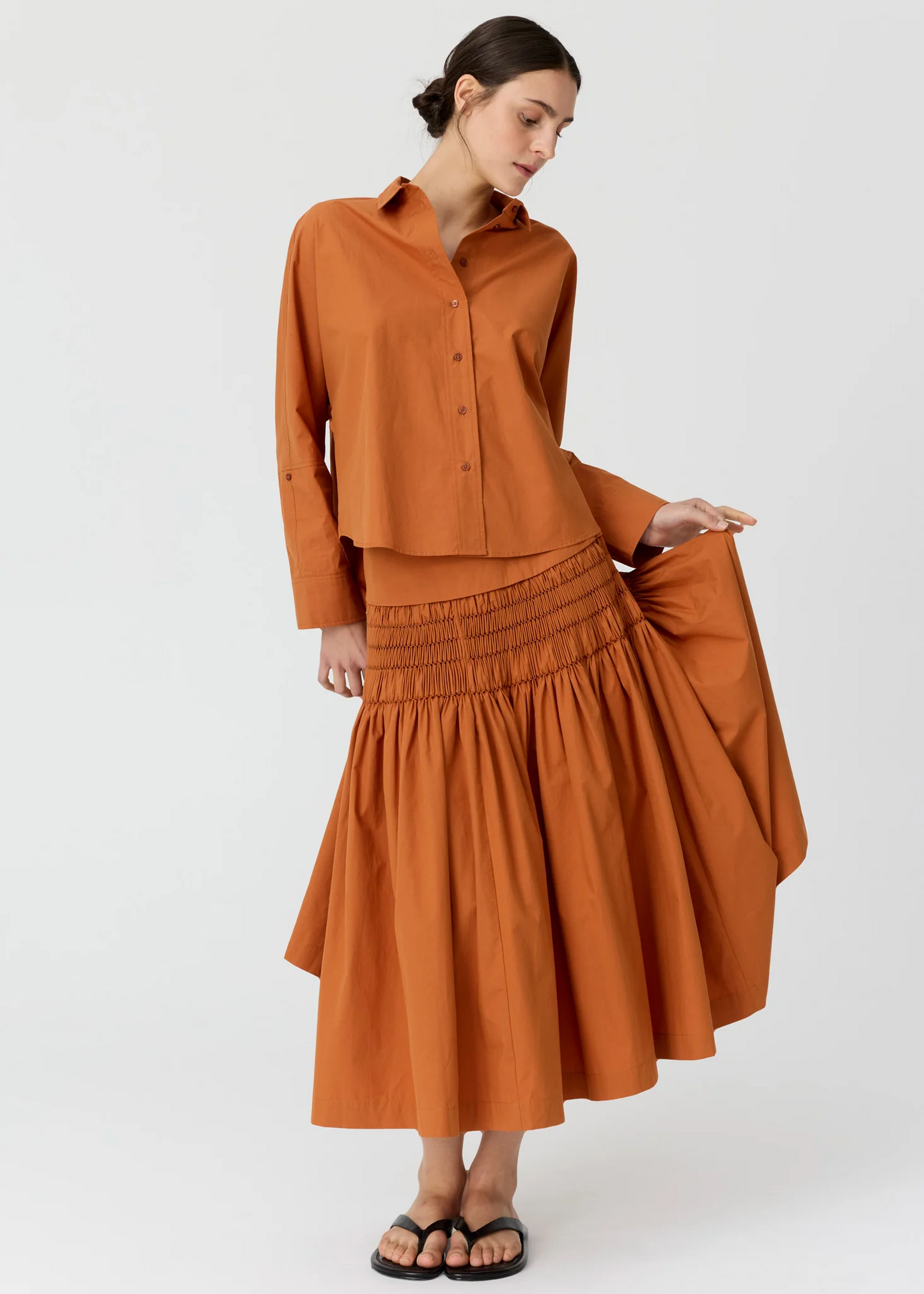 POL Elina Smocked Skirt - Amber