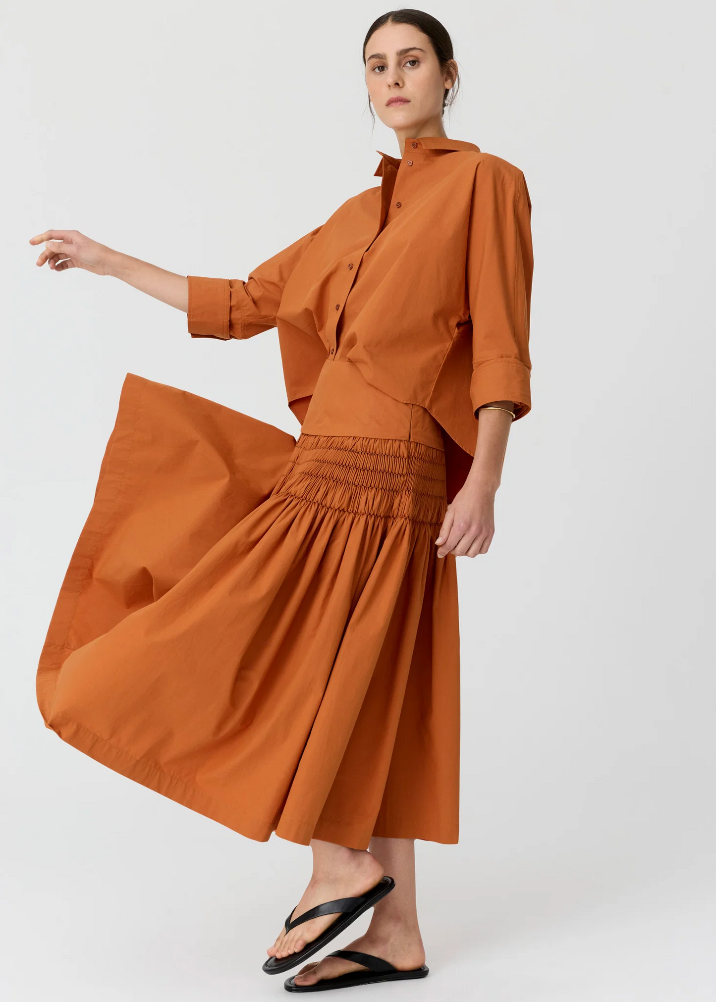 POL Elina Smocked Skirt - Amber