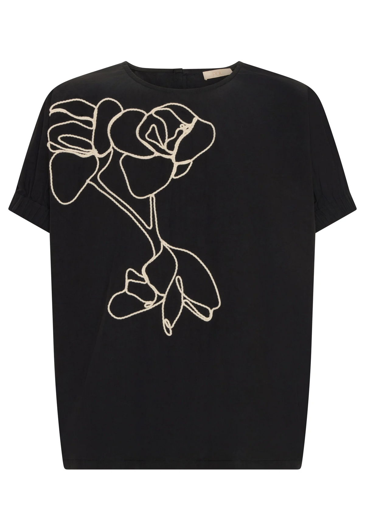 POL Ivy Cornelli Embroidered Top - Black/Chalk